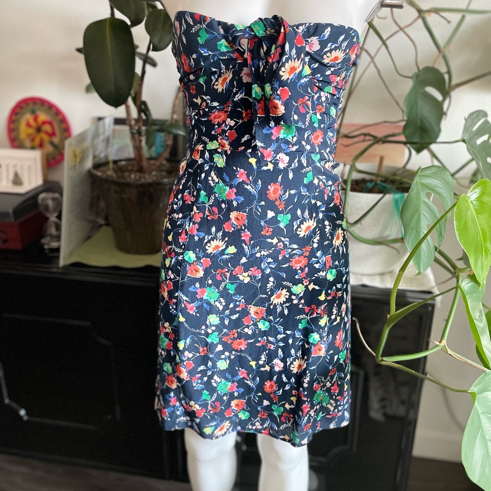 Sézane Ondine Floral Strapless Dress sz FR 34 US 2